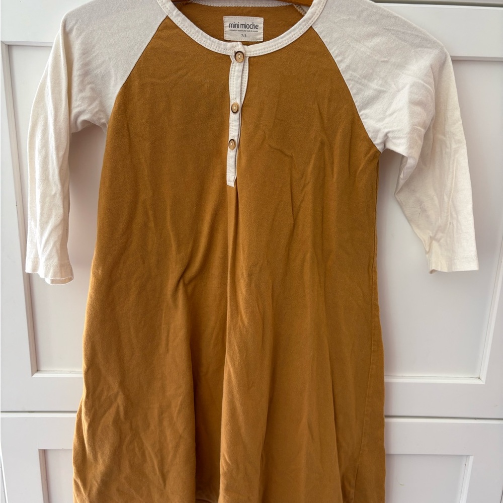 Mini Mioche Kids Casual Dress - Brown and White